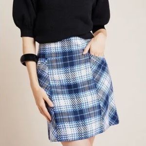 NWT Anthropologie Maeve Plaid Tweed Skirt Size 2